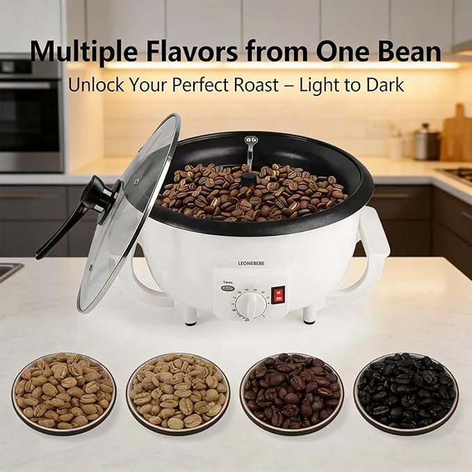 Home Coffee Bean Roaster Machine for Beginner Electric Nut Peanut Cashew Chestnuts Roasting Machine 750g Capacity