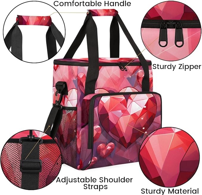 Diamond Heart Coffee Maker Carrying Bag Portable Travel Storage Tote Bag Compatible with K-Mini or K-Mini Plus Single Serve Coffee Brewer Carrying Case with Multiple Pockets &amp Shoulder Strap
