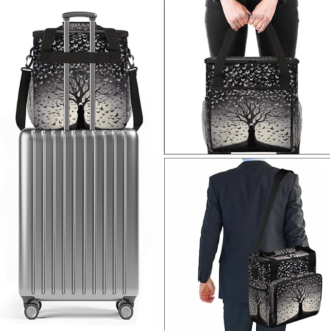 Butterfly Tree Coffee Maker Carrying Bag Artistic Butterfly Travel Storage Bag Compatible with K-Mini or K-Mini Plus Single Serve Coffee Brewer Carrying Case with Multiple Pockets &amp Shoulder Str