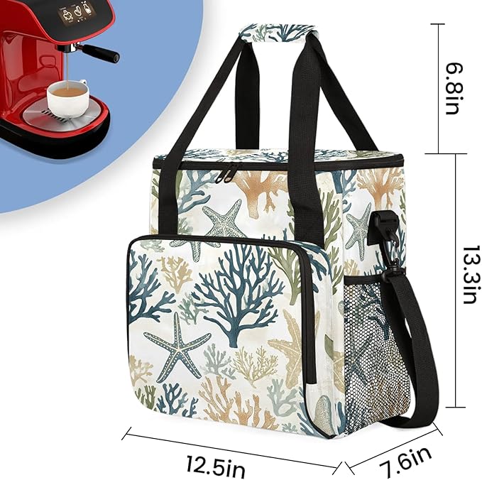 Starfish Beach Coffee Maker Travel Bag Cute Insulated Grocery Bag Travel Picnic Leakproof Cooler Bags With Shoulder Strap