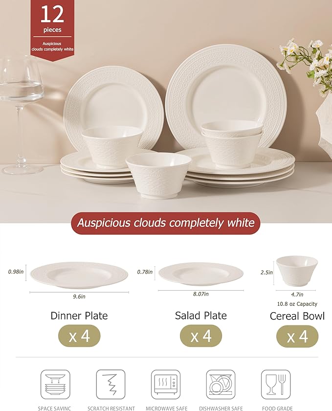 Dinnerware sets plates and bowls sets modern platesCeramic Dinnerware Sets12 Pieces Porcelain Lightweight PlatesScratch Resistant Dish Set (style - 15 4 - Set (12pcs))
