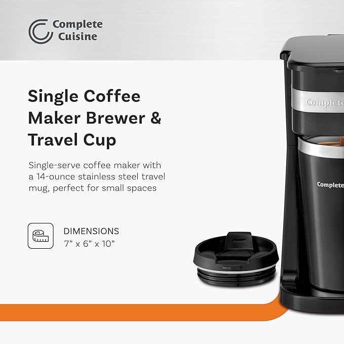 Single Serve Coffee Maker Hot Brewer Stainless Steel Travel Cup Black