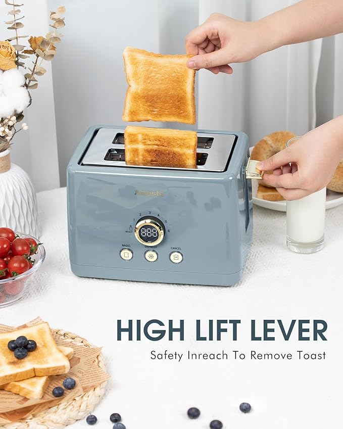 Amaste Retro Coffee Maker &amp Toaster Set- Ash Blue &amp Arabica Black