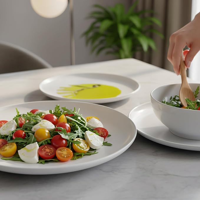 12-Piece Dinnerware Set for 4 White Porcelain Plates and Bowls Chip Resistant Dishwasher Microwave Safe