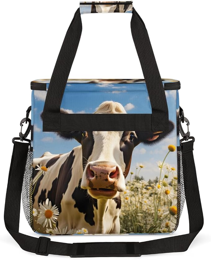 Cow Chrysanthemum Coffee Maker Carrying Bag Portable Travel Storage Tote Bag Compatible with K-Mini or K-Mini Plus Single Serve Coffee Brewer Carrying Case with Multiple Pockets &amp Shoulder Strap