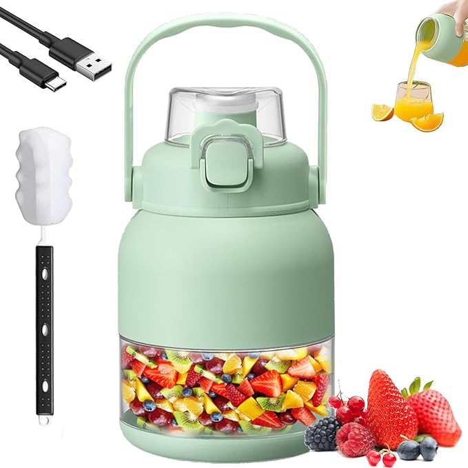 Electric Citrus Juicer 28 Oz with Straw &amp Two Lids High Capacity Rechargeable Wireless Blender Portable Mini Blender for Smoothies Shakes Food Prep &amp Frozen Blending (1Pcs)