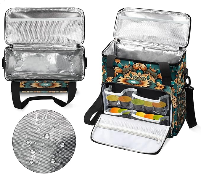 Ethnic Mandala Floral Flowers Coffee Maker Carrying Bag Coffee Machine Travel Storage Bag Compatible with K-Mini or K-Mini Plus Portable Single Serve Coffee Brewer Case with Pockets for K-Cup Pods