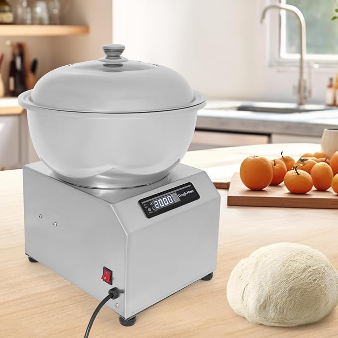 Commercial Dough Mixer Machine 1500W 8KG Heavy Duty Spiral Kneader with 1400rpm &amp Dual Rotation 110V Free Standing Electric Dough Maker for Bakery Restaurant Pizza Dough