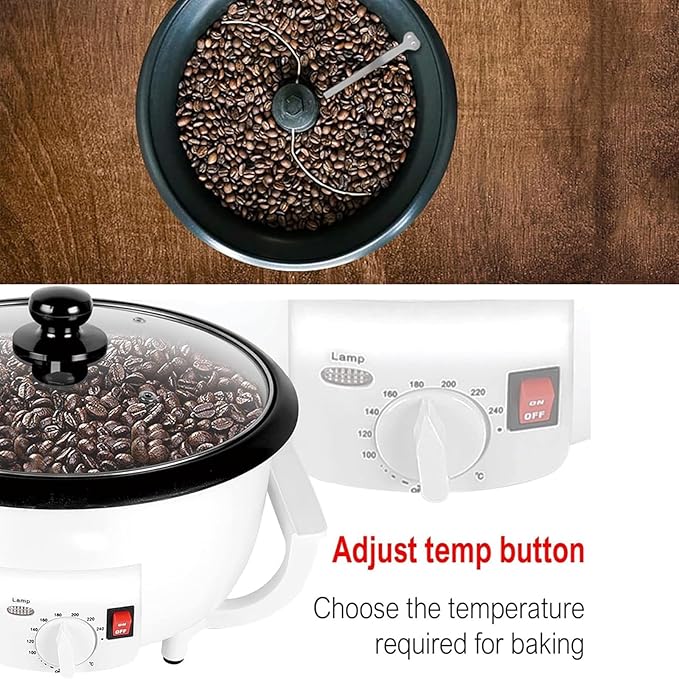 Electric Coffee Maker - With Adjustable Temperature 0-240°C Grain Drying Burner Machine - Variety of Food Baking 750g Capacity For Corn Chestnut Peanuts Soy