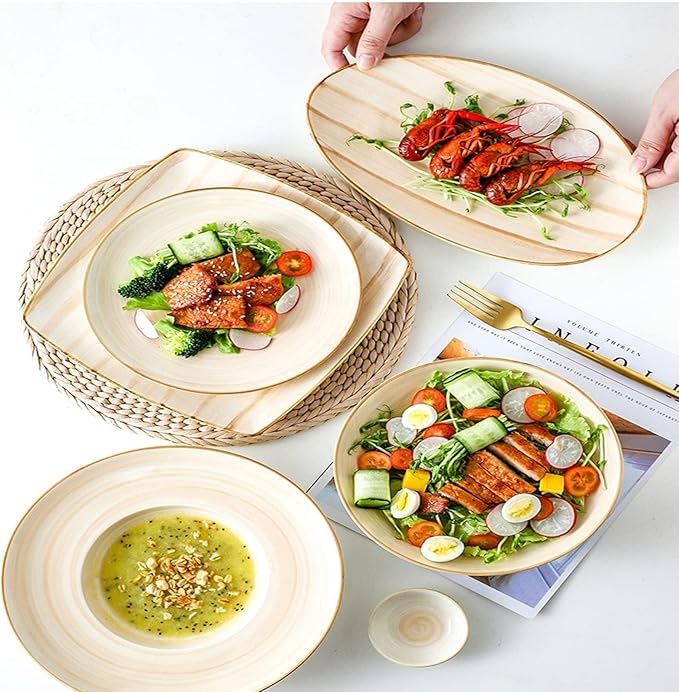 Plate and Bowl SetCeramic Dinnerware Sets Porcelain Serveware 20 Piece Porcelain Bowls and Plates Set Service for 6 Stoneware Tableware Ceramic Dishes Dinne
