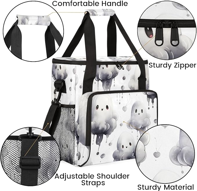 Oil Painting Halloween Ghosts Coffee Maker Carrying Bag Travel Storage Bag Compatible with K-Mini or K-Mini Plus Single Serve Coffee Brewer Carrying Case with Multiple Pockets &amp Shoulder Strap