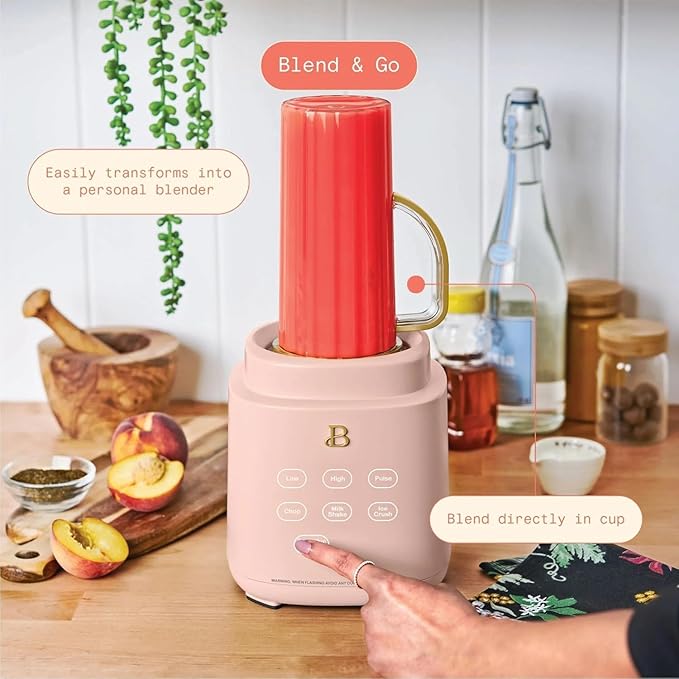 Beau'tifully PowerExact Blender System High-Performance Blender with Multiple Speed Settings Powerful Motor Durable Blades &amp Large Capacity Jar Ideal for Smoothies (Rose)