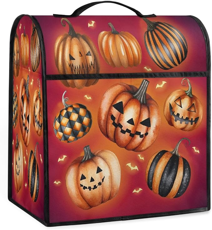 cfpolar Kitchen Aid Mixer Cover Compatible with 6-8 Quarts Halloween Bats Funny Pumpkin Stand Mixer Cover Kitchen Aid Mixers Accessories Appliance Organizer Bag Dust Covers with Zipper Pocket