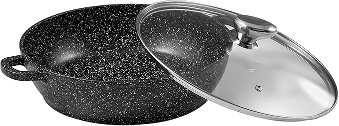 Pradel Excellence - PCUI001016 - Premium Cast Aluminium Slow Cooker Ø28cm Glass Lid - Stone-Effect Non-Stick Coating - Removable Handle - All Heat Sources