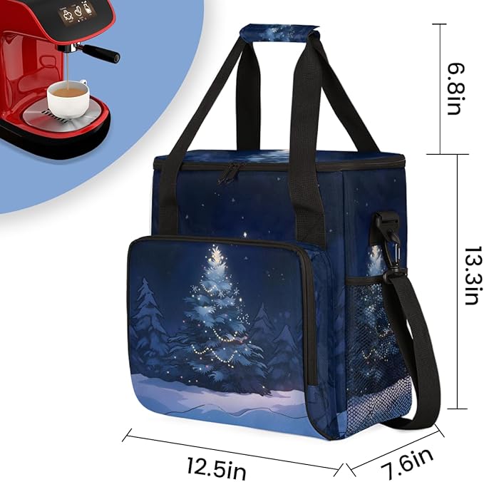 Fantastic Christmas Tree Coffee Maker Carrying Bag Travel Storage Bag Compatible with K-Mini or K-Mini Plus Single Serve Coffee Brewer Carrying Case with Multiple Pockets &amp Shoulder Strap