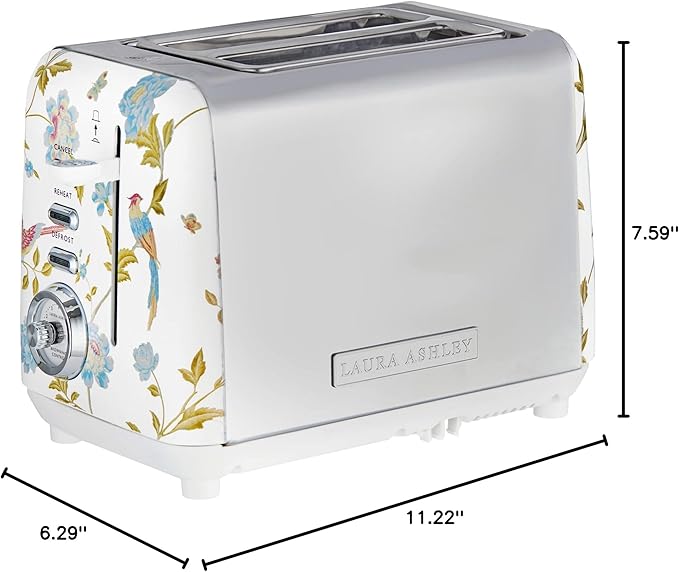 VQ Laura Ashley Stainless Steel 2 Slice Toaster Elveden White