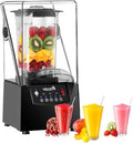 Quiet Commercial Blender with Soundproof Enclosure Self-Cleaning 6 Blades for Ice Crushing Smoothies and Puree Professional Countertop Blender110V