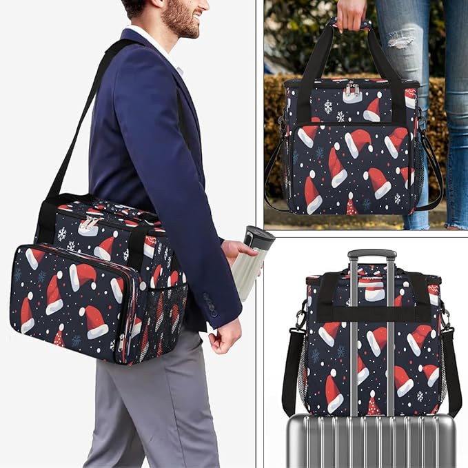 Christmas (703) Coffee Maker Carring Bag Travel Carrying Storage Tote Bag Compatible with Keurig K-Mini or K-Mini Plus Portable Single Serve Coffee Brewer Case with Pockets for K-cup Pods