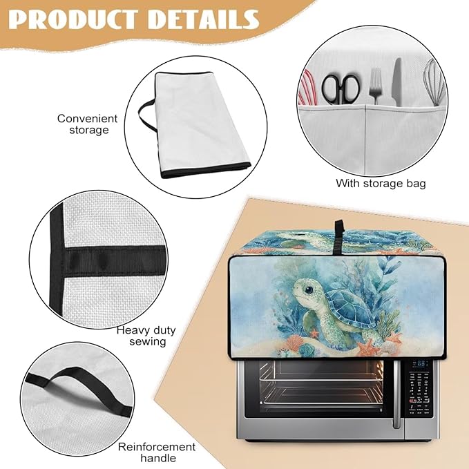 Toaster Cover Sea Turtle Starfish Printed Bread Maker Machine Covers Heavy Duty Microwave Toaster Oven Dust Cover for Kitchen Counter Kitchen Small Appliance Cover S