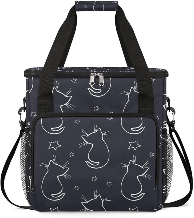 cat animal cartoon Coffee Maker Carring Bag Travel Carrying Storage Tote Bag Compatible with Keurig K-Mini or K-Mini Plus Portable Single Serve Coffee Brewer Case with Pockets for K-cup Pods