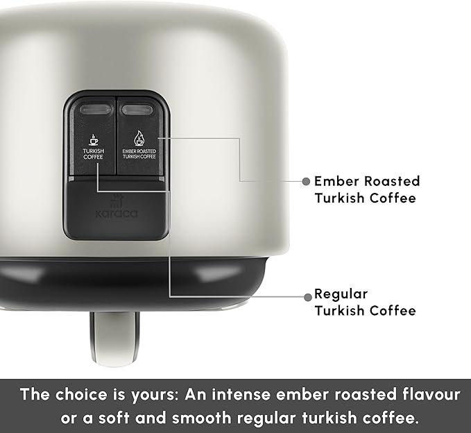 KARACA Hatır Turkish Coffee Maker 5 Cups Electric Turkish Coffee Machine with Ember Mode Automatic Temperature Control Overflow Protection Audible &amp Visual Alerts Cream