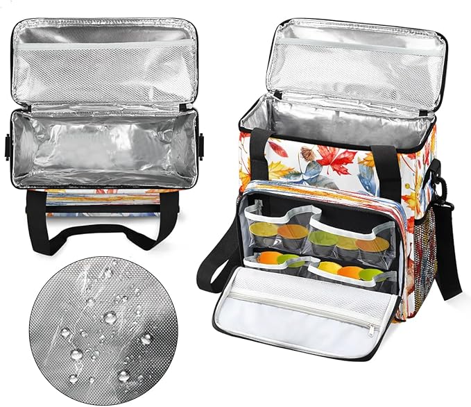 Leaves Watercolor Coffee Maker Carrying Bag Compatible with K-Mini or K-Mini Plus Portable Single Cup Coffee Maker Case with Pockets for K Cup Pods