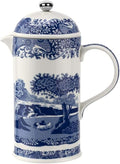 Spode Blue Italian French Press | 28-Ounce Capacity | Espresso Coffee and Tea Maker | Porcelain Cafetiere | Stainless Steel Plunger | Dishwasher Safe (Blue/White)
