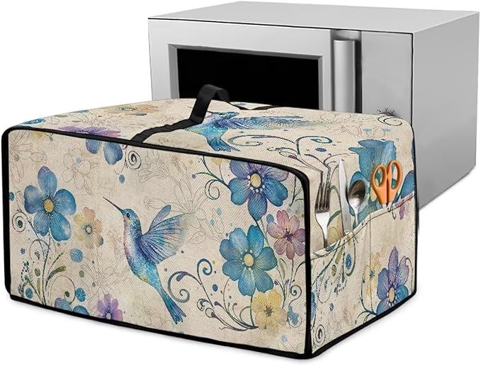 Toaster Oven Cover with Pockets Can Hold Jam Spreader Knife &amp Toast Machine Tongs Dust Fingerprint Protection Covers Keep Toaster Oven Pristine Hummingbird Pattern