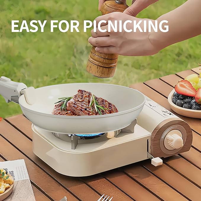 Nonstick Ceramic Cookware Set 21PCS with Detachable Handle Pans and Pots Set RV Kitchen Set Cookware Set with Removable Handles Oven Safe Induction Ready Stackable Non-stick Set