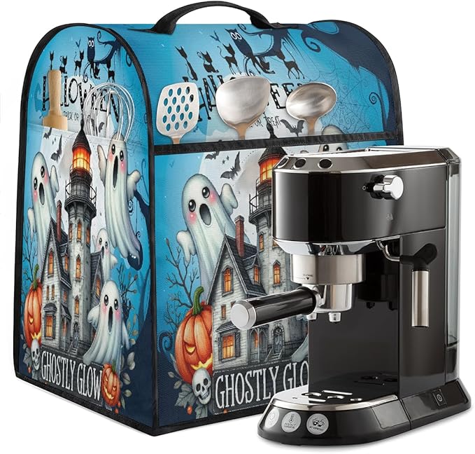 cfpolar Kitchen Aid Mixer Cover Compatible with 6-8 Quarts Halloween Ghost Castle Pumpkin Moon Stand Mixer Cover Kitchen Aid Mixers Accessories Appliance Organizer Bag Dust Covers with Zipper Pocket