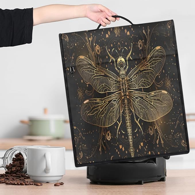 cfpolar Kitchen Aid Mixer Cover Compatible with 6-8 Quarts Vintage Dragonfly Black Stand Mixer Cover Kitchen Aid Mixers Accessories Appliance Organizer Bag Dust Covers with Zipper Pocket