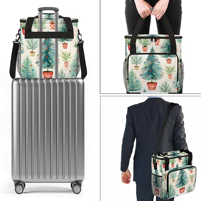 Christmas Tree Coffee Maker Carrying Bag Graffiti Tree Travel Storage Bag Compatible with K-Mini or K-Mini Plus Single Serve Coffee Brewer Carrying Case with Multiple Pockets &amp Shoulder Strap