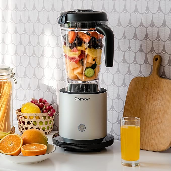 COSTWAY Professional 64oz Countertop Blender Smoothie Maker Built-in Self-Cleaning with 10 Speed Control &amp 8 Pre-Set Programs Pitcher Crushing Blender for Smoothies Frozen Fruit 1500W