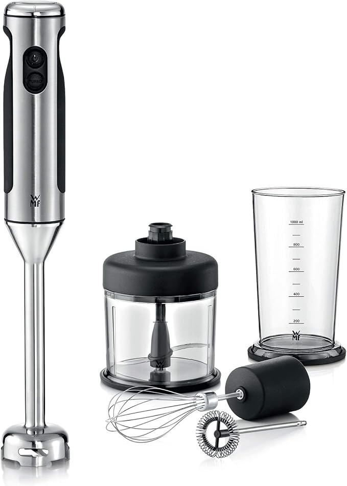 WMF Lineo 4-in-1 Mixer Hand Blender Chopper Milk Frother Whisk Cromargan Stainless Steel 0416350011