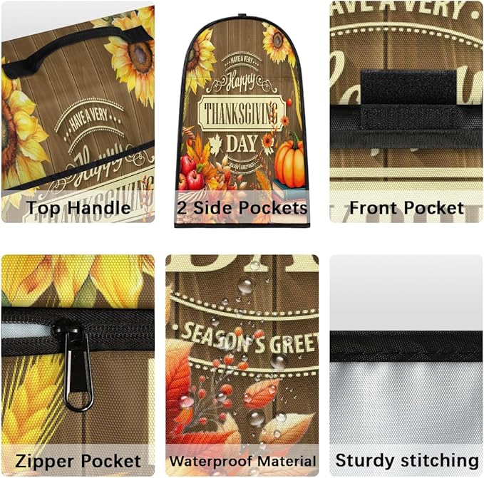 cfpolar Kitchen Aid Mixer Cover Compatible with 6-8 Quarts Thanksgiving Sunflower Pumpkin Apples Stand Mixer Cover Kitchen Aid Mixers Accessories Appliance Organizer Bag Dust Covers with Zipper Pocket