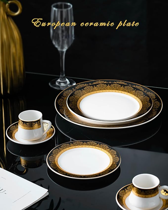tableware set bone china dinnerware set 24-piece dinnerware set for 6 dinner plate set round plates cups and plates sets for kitchen dishwasher safe round plates dinnerware sets