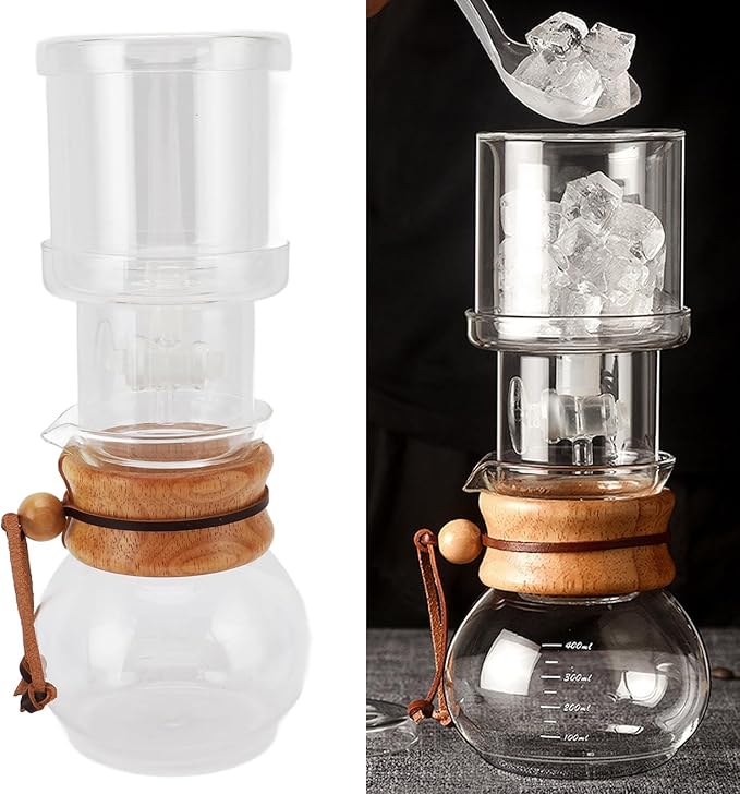 Ice Drip Coffee Maker 400ml Large Capacity Ice Drip Coffee Maker Clear Glass Cold Brew Coffee Maker Set with Adjustable Water Flowing for Household Tea Room 400ml
