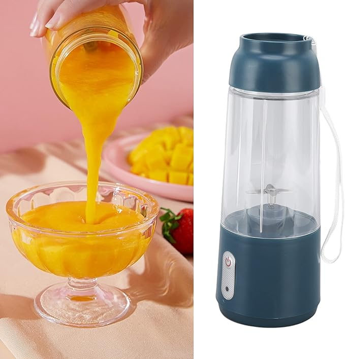 Electric Juicer Cup Portable Blender Multi Purpose One Click Function USB Charging Handheld Safety Juicer Cup Office (Dark Green)