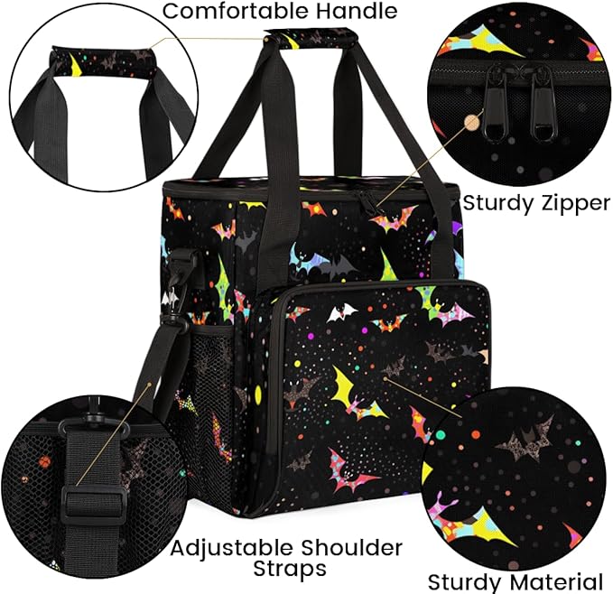 Magical Bat Coffee Maker Carrying Bag Cartoon Bat Travel Storage Bag Compatible with K-Mini or K-Mini Plus Single Serve Coffee Brewer Carrying Case with Multiple Pockets &amp Shoulder Strap