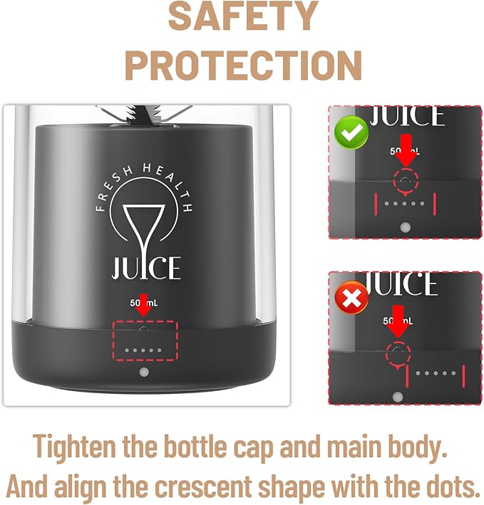 Portable Blender Personal Smoothie Maker with 6 Blades Rechargeable Mini Juicer Cup 17 oz with Travel Lid for Outdoors Camping Office Kitchen (Black)