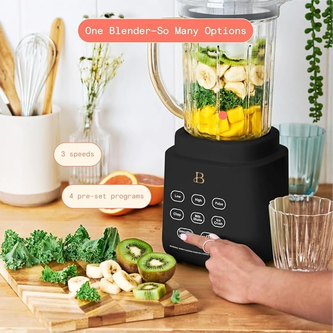 PowerExact Blender System with PrecisionSense Technology 700W Motor 50oz Tritan Jar 20oz Personal Cup Stainless Steel Blades (Black Sesame)