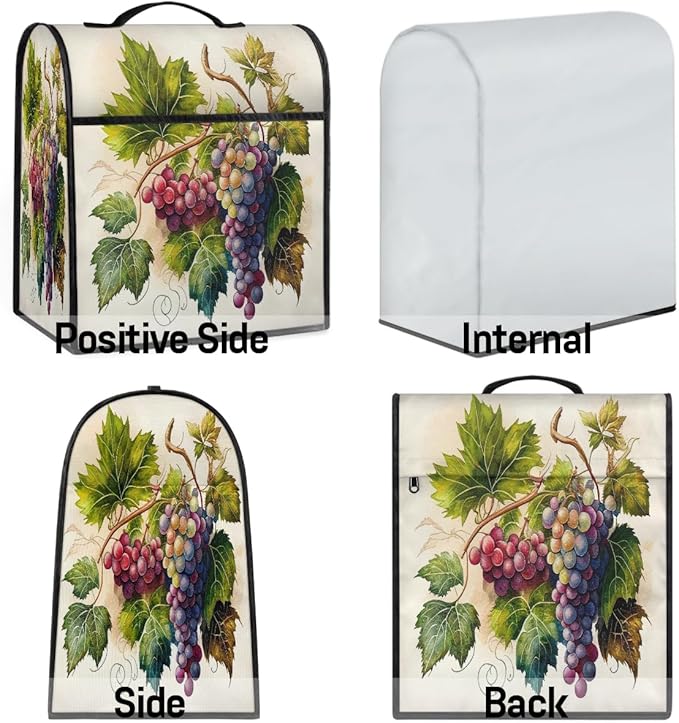 cfpolar Kitchen Aid Mixer Cover Compatible with 6-8 Quarts Painting Fruit Grape Stand Mixer Cover Kitchen Aid Mixers Accessories Appliance Organizer Bag Dust Covers with Zipper Pocket