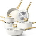 GiPP Pots and Pans Set Non Stick - 10 Pcs White Granite Kitchen Cookware Sets Nonstick Induction Cookware Non-toxic Cooking Pan Set with Lids PFOS and PFOA Free