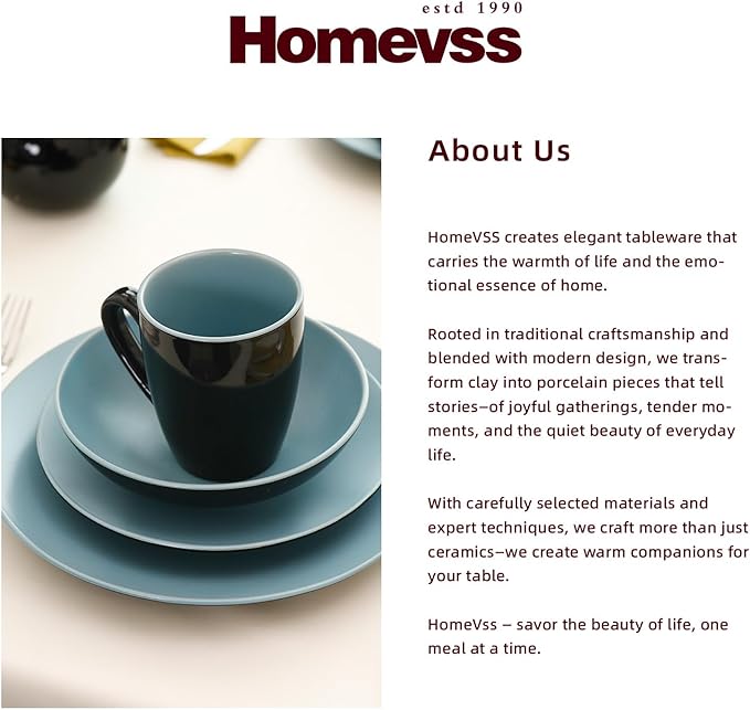 Colors Life Dinnerware SetOutside Shinny Black + Inside Matte Finished Color (12pc Set Turquoise)