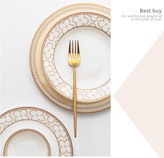 24-Piece Porcelain Dinnerware Set – Elegant Bone China Plates &amp coffee cup sets for 6 Perfect for Banquet Wedding Hotel or Family Gathering – Ideal Mother’s Day Gift DLCP0509-1