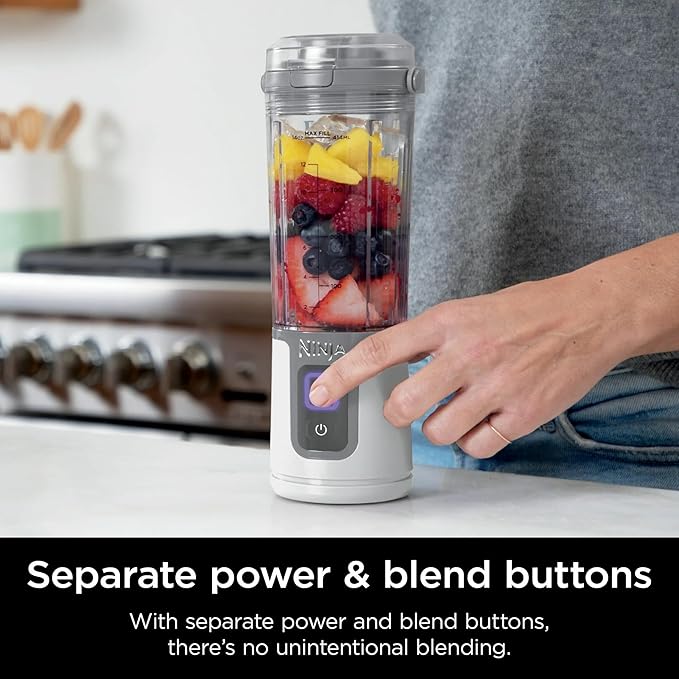 Ninja Blast 16 oz. Personal Portable Blender with Leak Proof Lid and Easy Sip Spout Perfect for Smoothies Cordless USB-C Rechargeable Dishwasher Safe Parts (Renewed) (White)