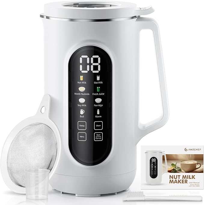 40oz Nut Milk Maker Machine 10 in 1 Nut Milk Maker for Homemade Almond Milk Soy Milk Oatmeal and Non-Dairy Beverages Soy Milk Maker with 10 Blades Delay Start Keep Warm Auto-clean Boiling