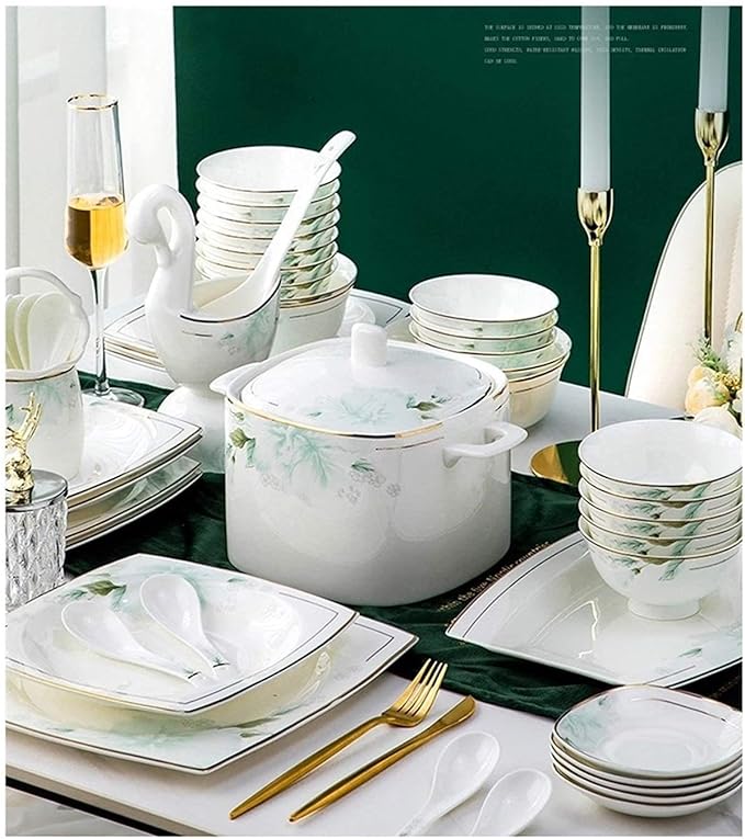 Dinnerware Set Nordic Phnom Penh Soup Pot/Plates Ceramic Plates and Sets for Restaurant and Wedding Gifts/Bone China Dinner Set