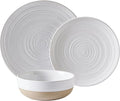 12 Piece Stoneware Dinnerware Set with Plates and Bowls Service for 4 Microwave Safe Dishwasher Safe Round Dishes Modern Classic Kitchen Tableware Stackable Design