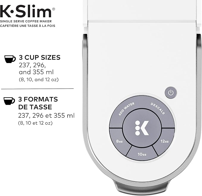 Keurig K-Slim Single Serve K-Cup Pod Coffee Maker Featuring Simple Push Button Controls And MultiStream Technology White